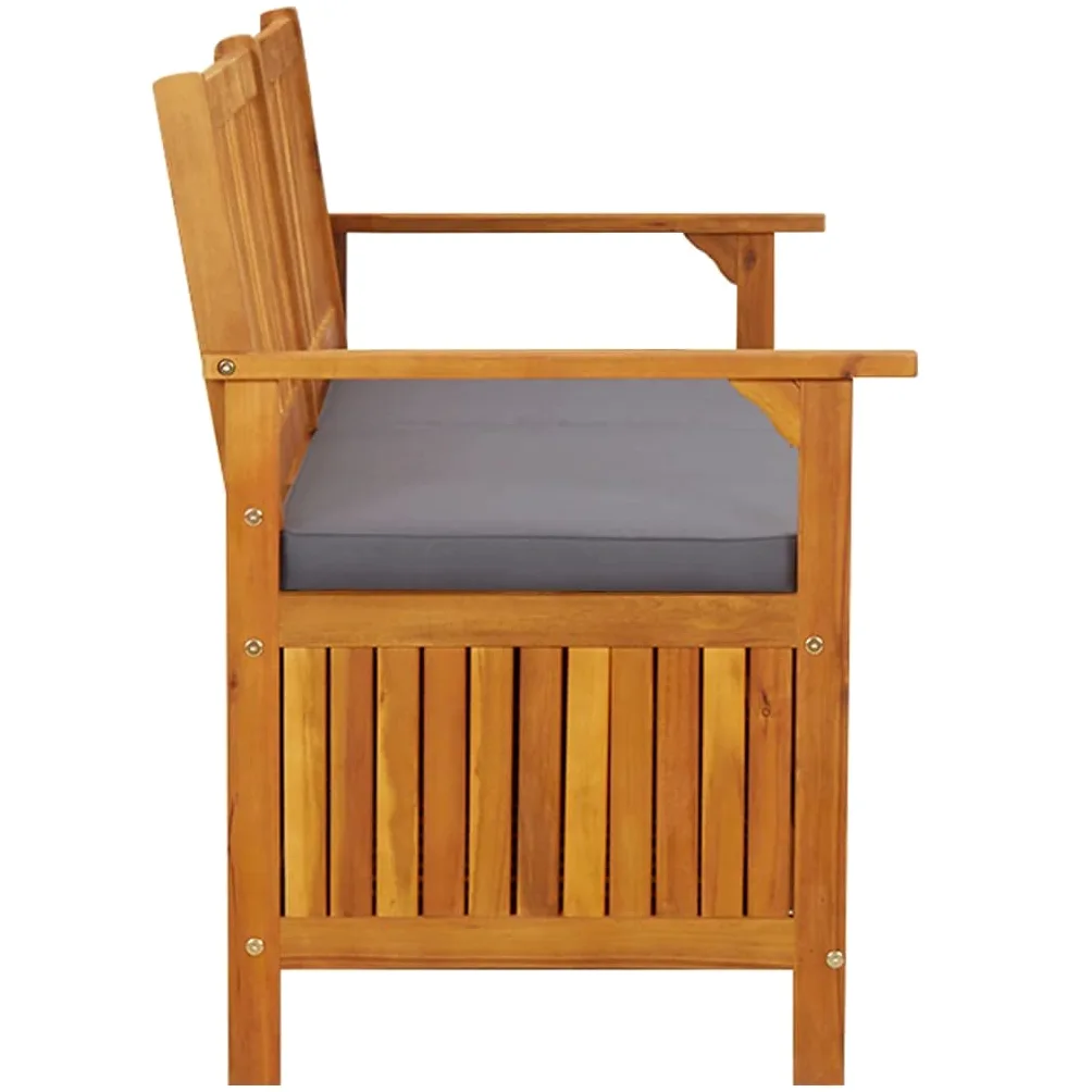 vidaXL Banco de Almacenaje con Cojín Contenedor Otomana Taburete Asiento Butaca Baúl Cofre Patio Muebles Madera Maciza de Acacia 148 cm