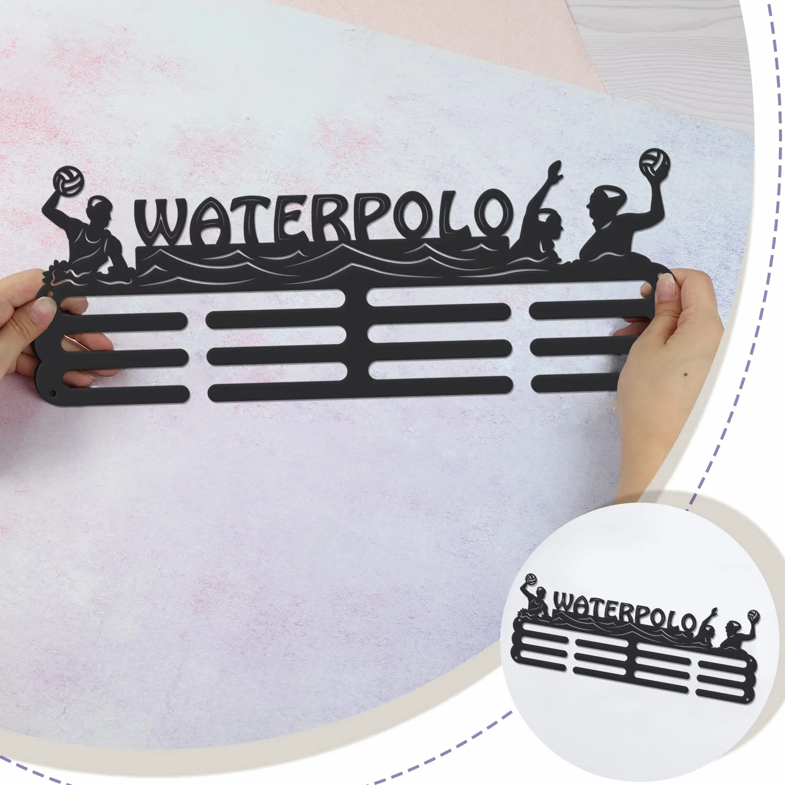 SUPERDANT Bola de agua medallero colgador de medallas de waterball para pared de metal resistente
