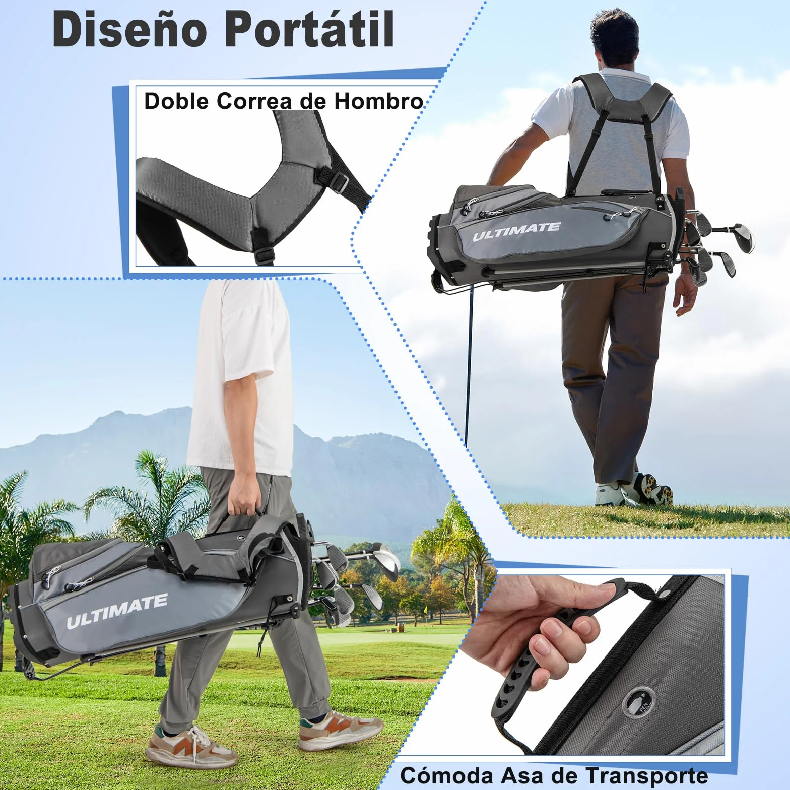 GOPLUS Juego Completo de Palos de Golf, Driver, Fairway, Hybrid y Bolsa, para Hombres y Adolescentes, Mano Derecha