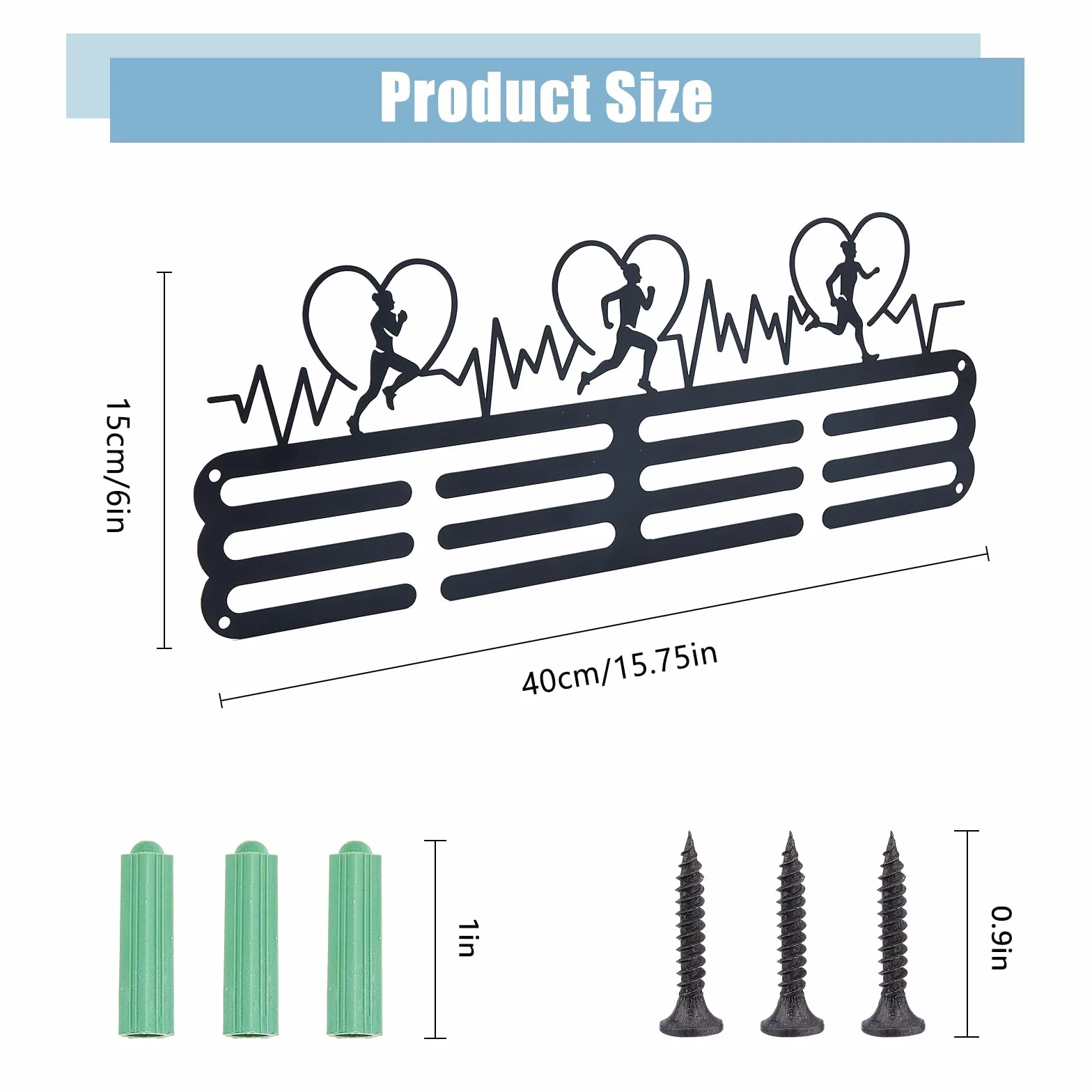 SUPERDANT Running Medal Display Hanger for Men Women Marathon Medals Rack Holds 60 Medals Black
