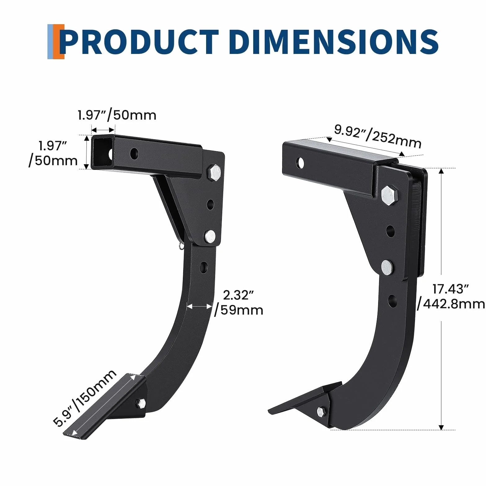 Garvee Arado Subsolador Escarificador de Acero al Carbono con Cuchilla de Repuesto, Zanjadora de Profundidad Ajustable para Receptor de Enganche de 5 cm, Ideal para Tractores Agrícolas, Negro