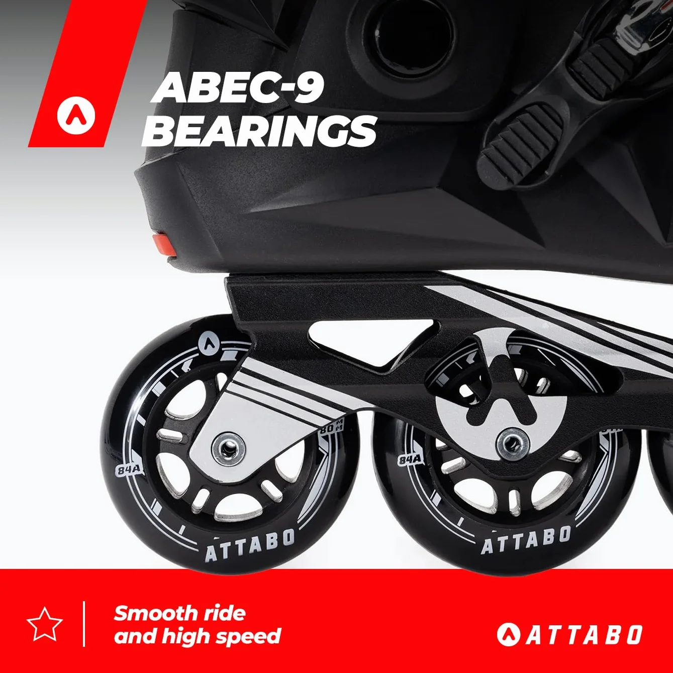 ATTABO Patines en Línea Riftskates 40-45 EU Negro ABEC-9 Ruedas PU 85A Freestyle