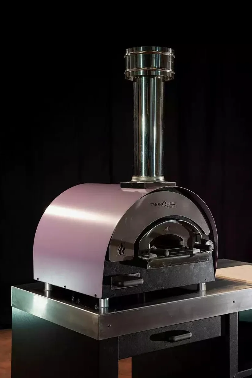 Generico Horno de leña Tranquilli Arde Baby | Horno compacto para pizza y pan | Interior 56 x 41 cm | Placa de cocción 43 x 41 cm | Opciones con patas, carro o mesa de trabajo