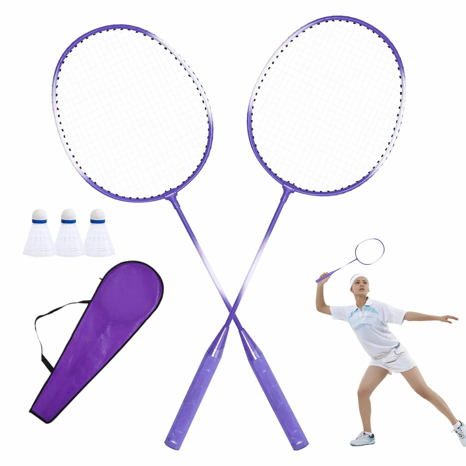Juego de Raquetas de Bádminton Portátiles para Adultos para Interiores