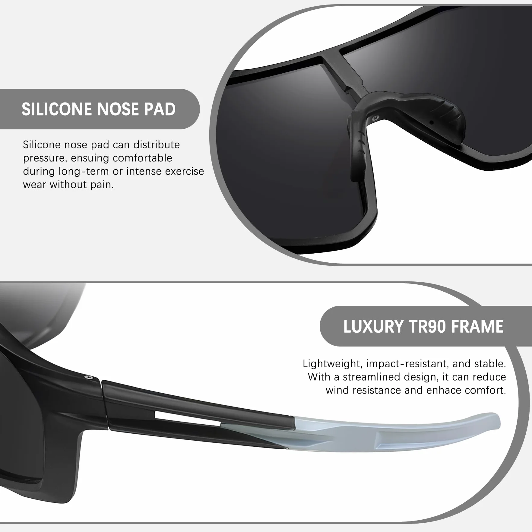Joopin Gafas Ciclismo Hombre Polarizadas Envolventes Deportivas Mujer TR90 Ligera Protección UV400