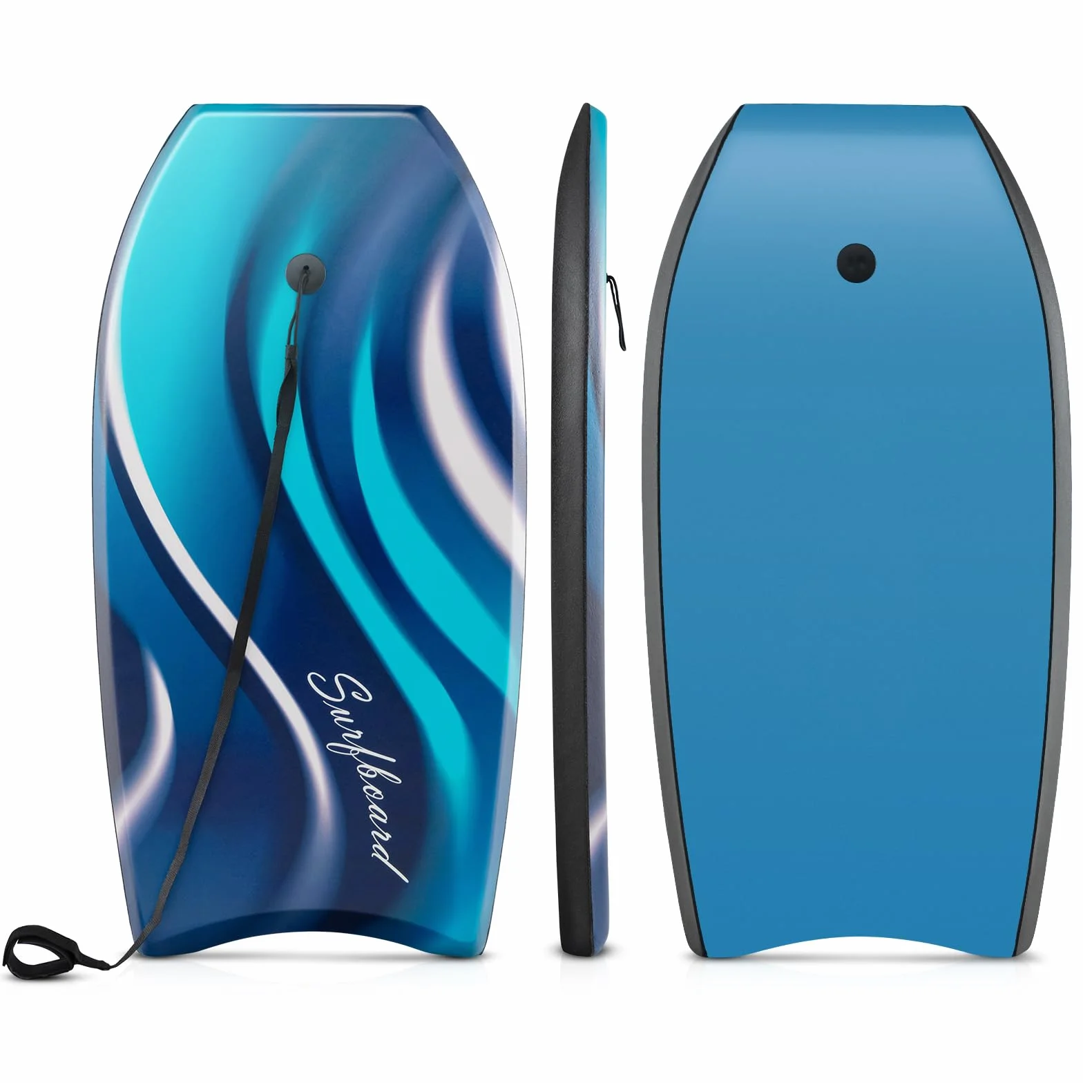 COSTWAY Tabla de Bodysurf 84/104 cm EPS HDPE Cola Crescent Doble Canal Correa Muñeca