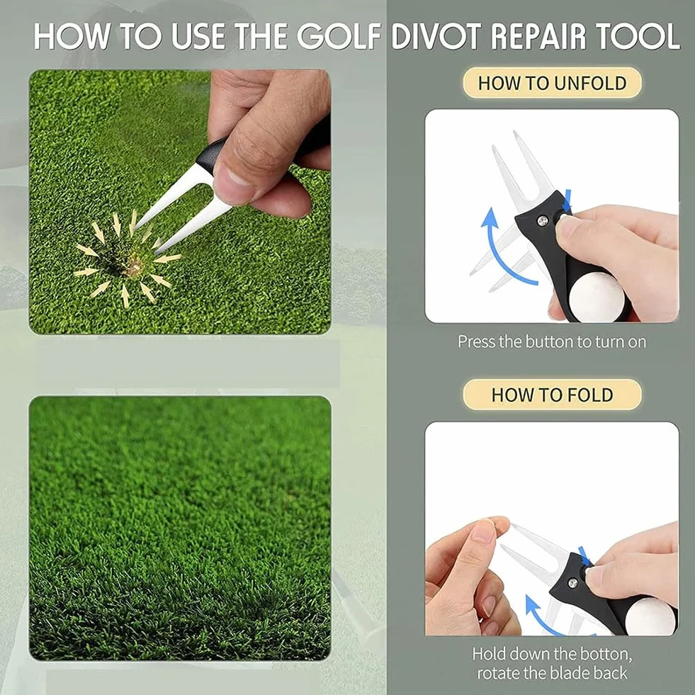 Plegable Tenedor De Campo De Golf 2 Piezas Acero Inoxidable Pitch Fork