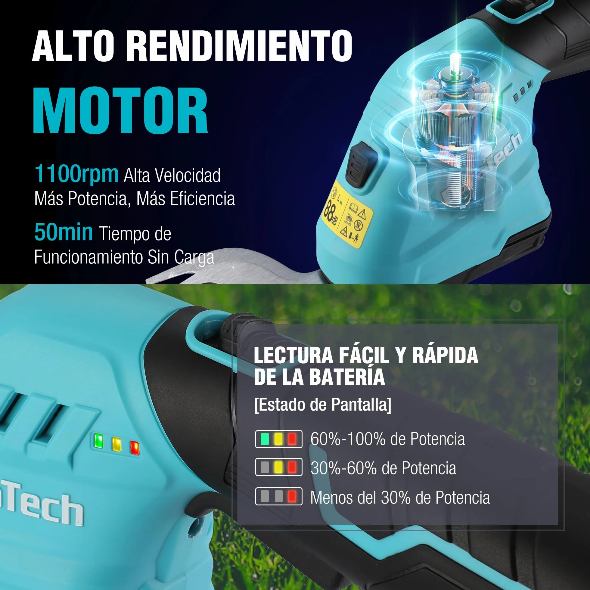 DURATECH 12V Tijera Cortacésped y Arreglasetos 2 en 1, Tijeras Eléctricos de Jardín con Alargador, Batería y Cargador, Cortasetos Eléctrico para Césped y Arbustos, para Jardinería