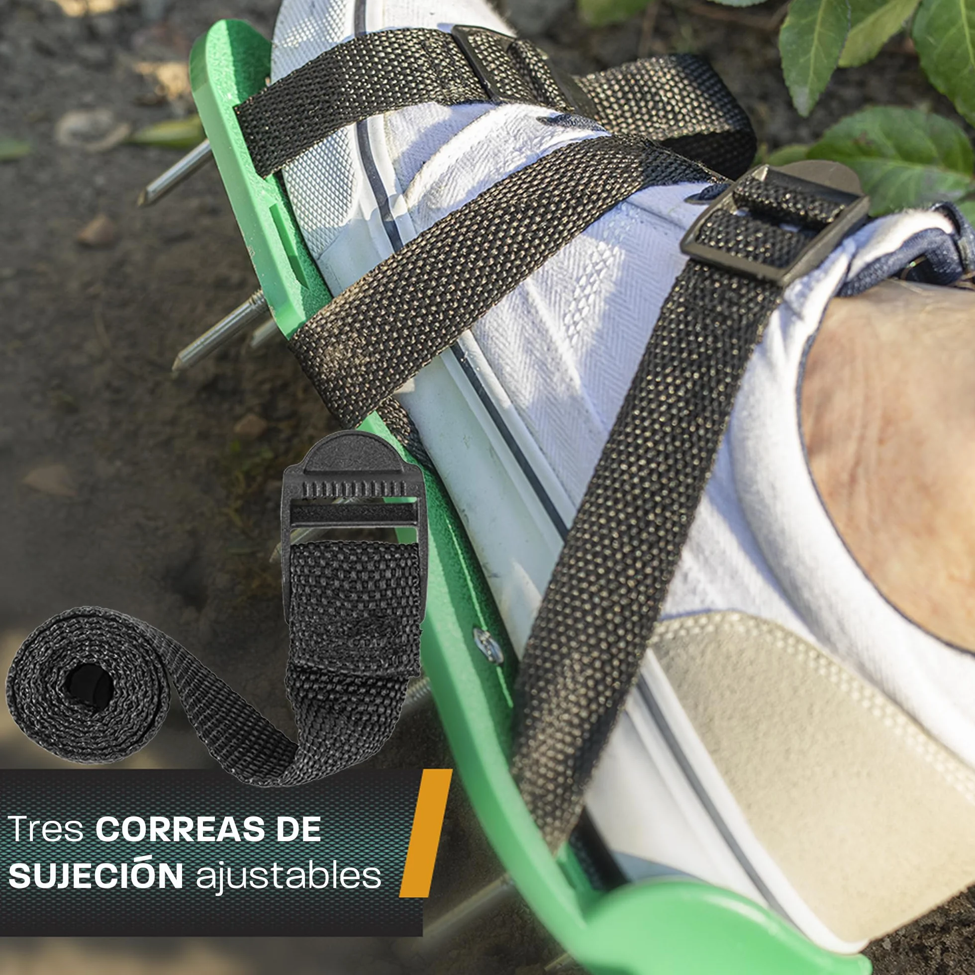 Hinrichs Zapatos Aireador de Césped - Zapatos con Clavos para Airear el Césped - Zapatos Aireadores de Césped con Correa Ajustable Flexible - Escarificador Cesped Manual para Airear el Suelo