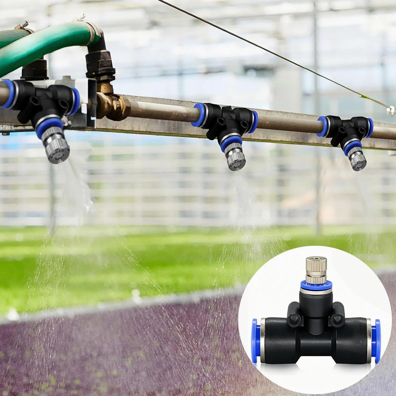 Kit de riego por goteo de conexión rápida para huerto con boquillas de nebulización limpiables y manguera 9/12 para plantas de lecho elevado de negro 30m 912 pipe + 30 sets of quick-connect fittings