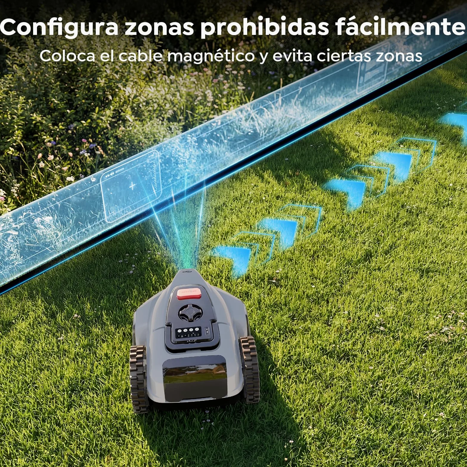 YARDCARE V3 Robot Cortacésped sin Cable Perimetral | Navegación Visual, Detección de 150+ Obstáculos, Control por App, 50 dB, Bandas Magnéticas