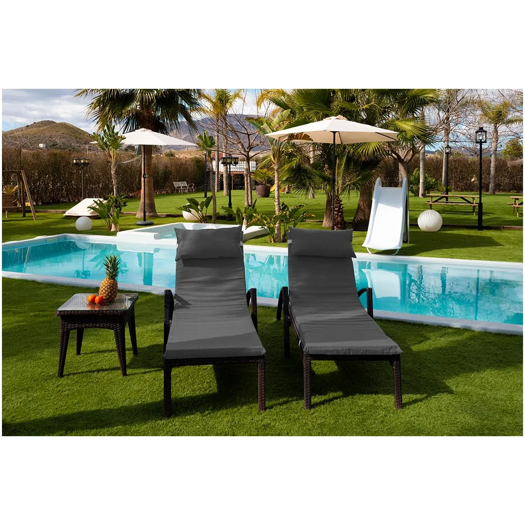 Acomoda Textil Colchón Tumbona 180x60x6 cm Desenfundable Gris Oscuro 2