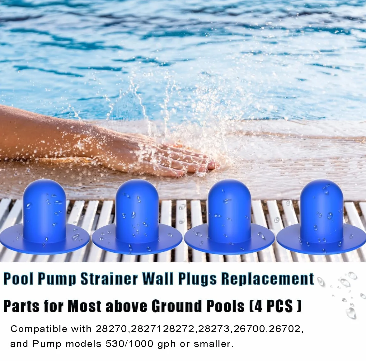 4PCS Tapones de Pared para Piscina, Tapones de Repuesto para Piscina, Tapón de Agujero para Filtro de Bomba, Tapones para Piscina sobre el Suelo