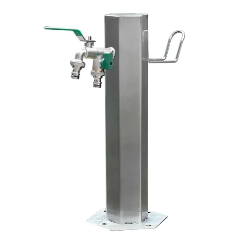 Grifo de agua de acero inoxidable para exteriores con soporte de manguera, grifo de jardín independiente para uso en patio y patio