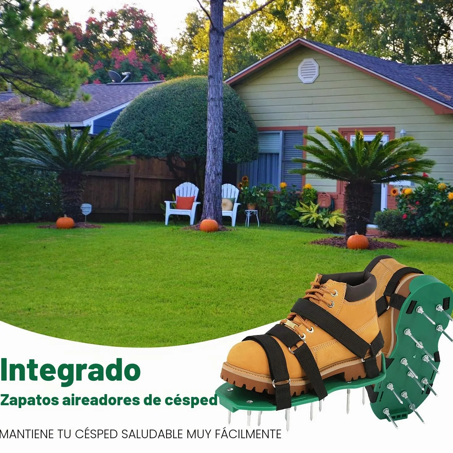 Zapatos Escarificador Cesped, Sandalias Aeradoras Con Picos Y Cierres De Gancho Para Airear Eficazmente El Suelo Del Aireador Césped Tamaño Universa Aerador Para Jardín Patio Sin Instalación