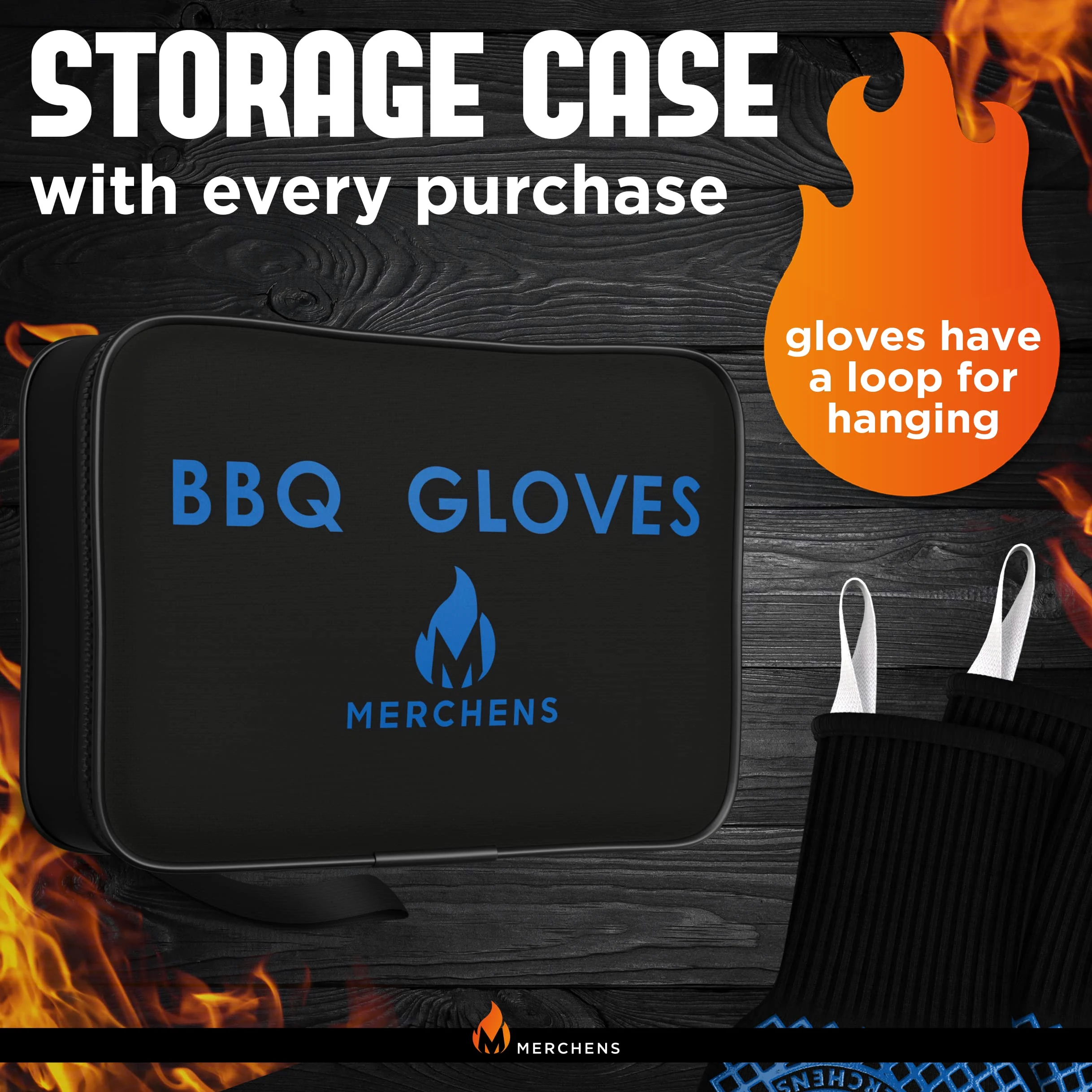 Guantes BBQ 33 cm Manoplas (Azul)