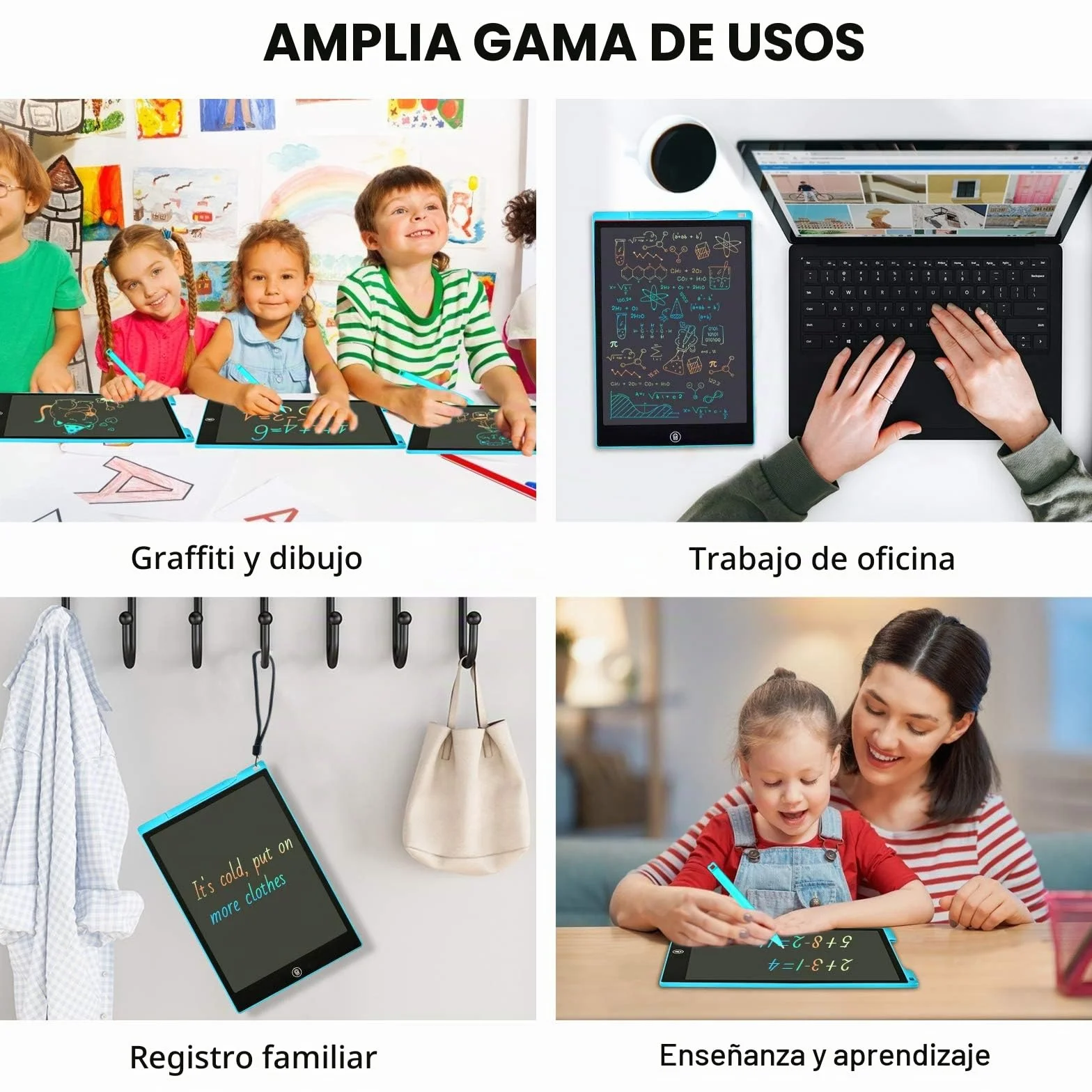 Tableta de Escritura LCD 12 Pulgadas, Tablet de Dibujo Infantil para Hogar, Escuela y Oficina (Azul)