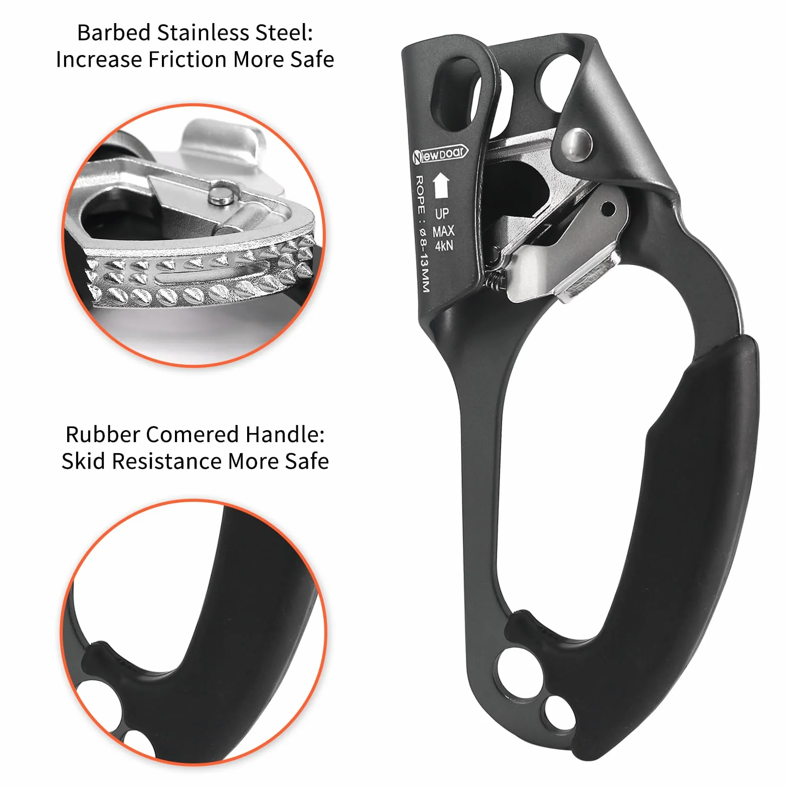 NewDoar Hand Ascender Rock Climbing Arborist Rappel Gear 8~12MM