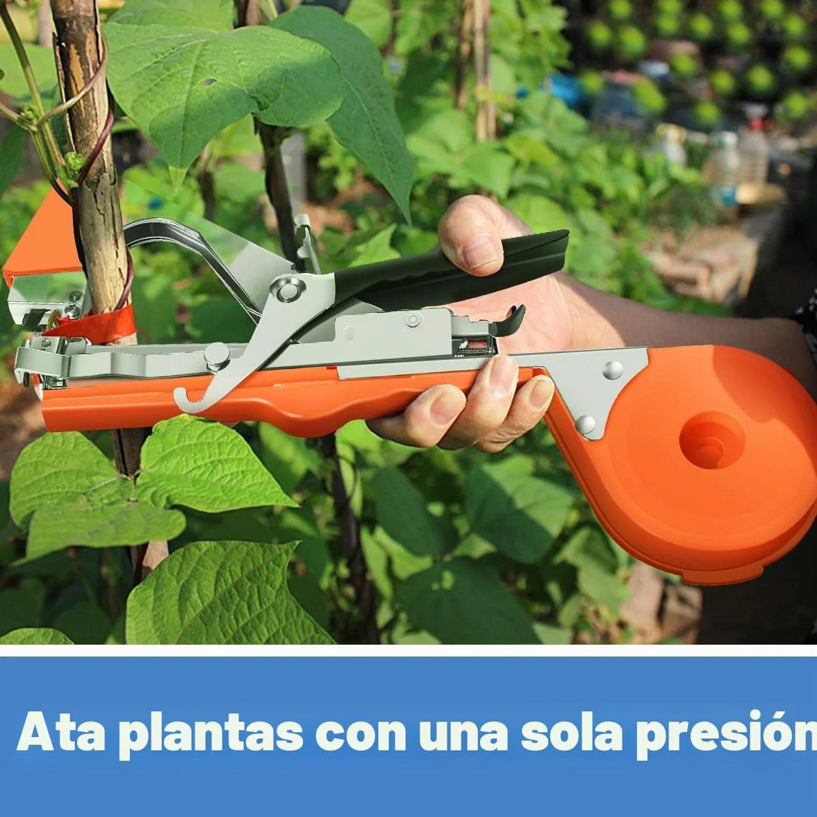 Maquina Atadora de Tomates, Herramienta de Cinta de Jardín para Viñedo Pepino UVA Fruta Flores Vegetales, Naranja