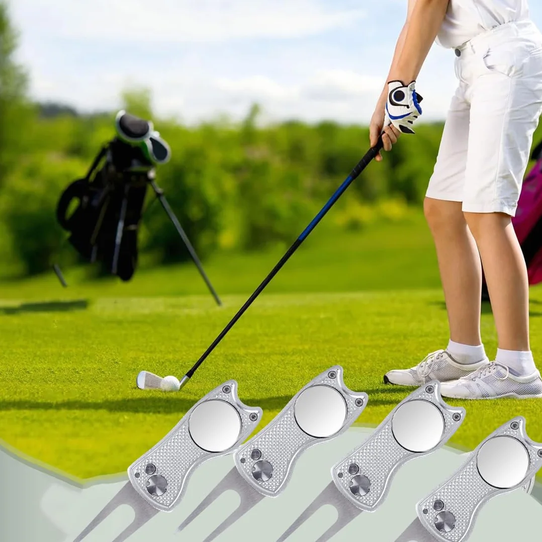 Herramienta de reparación de Palas de Golf de Acero Inoxidable con botón desplegable Plegable