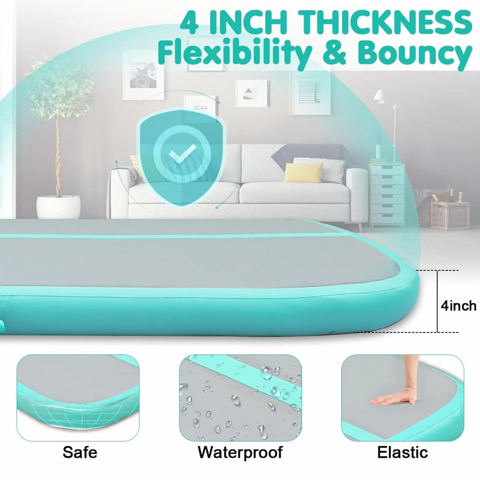 Colchoneta inflable de gimnasia Air Matte Track Tumbling Matte 3/4/5/6 m, esterilla de entrenamiento deportiva para hogar, aire libre, yoga, fitness