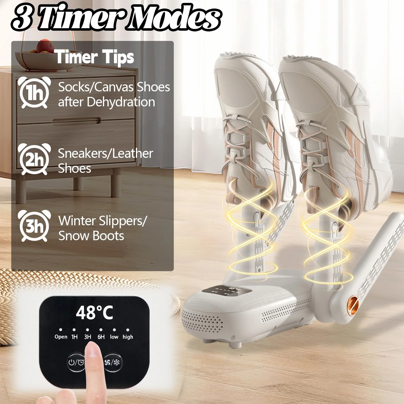 Herbst Secador de zapatos eléctrico con 4 soportes, temporizador ajustable