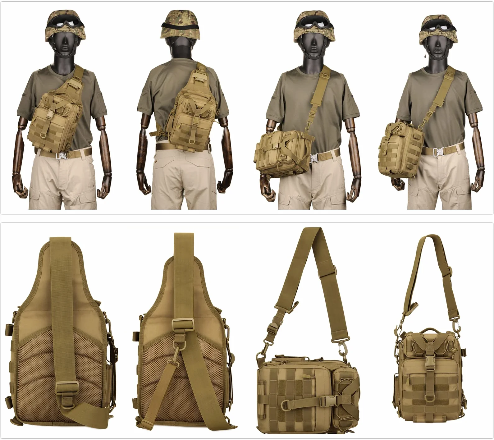 Gran Bolsa de Bandolera Impermeable Estilo Militar Táctico Nylon Molle