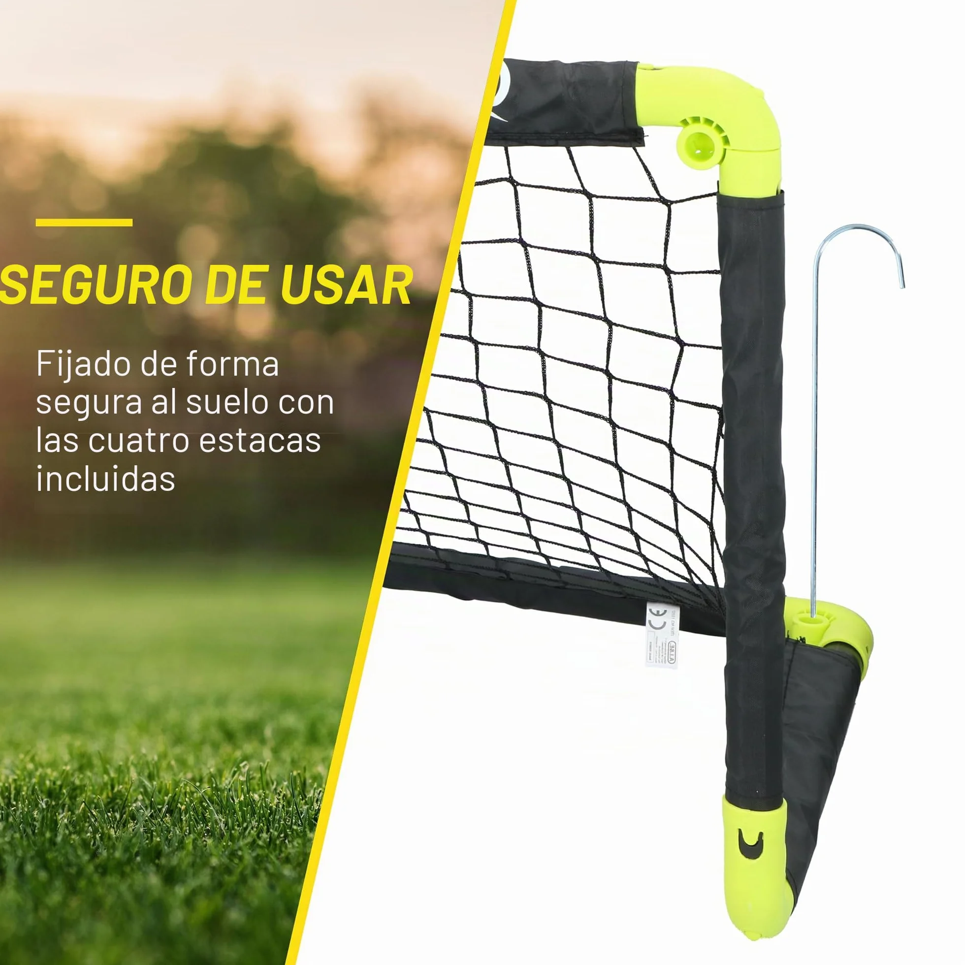 Dunlop Portería de fútbol plegable 50x44x44 cm Juego de 2 Kit de entrenamiento interior exterior Negro/Amarillo