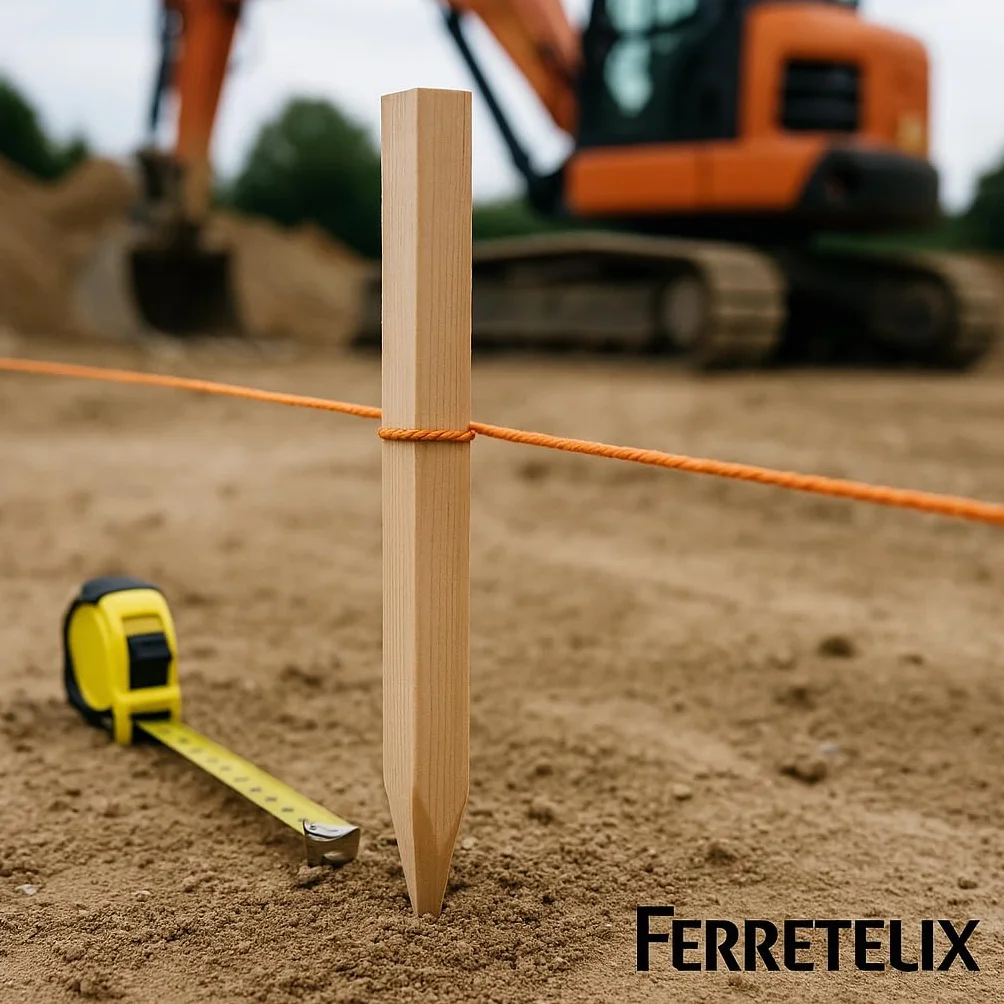 FERRETELIX® Paquete de 25 un Estacas de Madera 80 cms Largo 3 cms X 3 cms