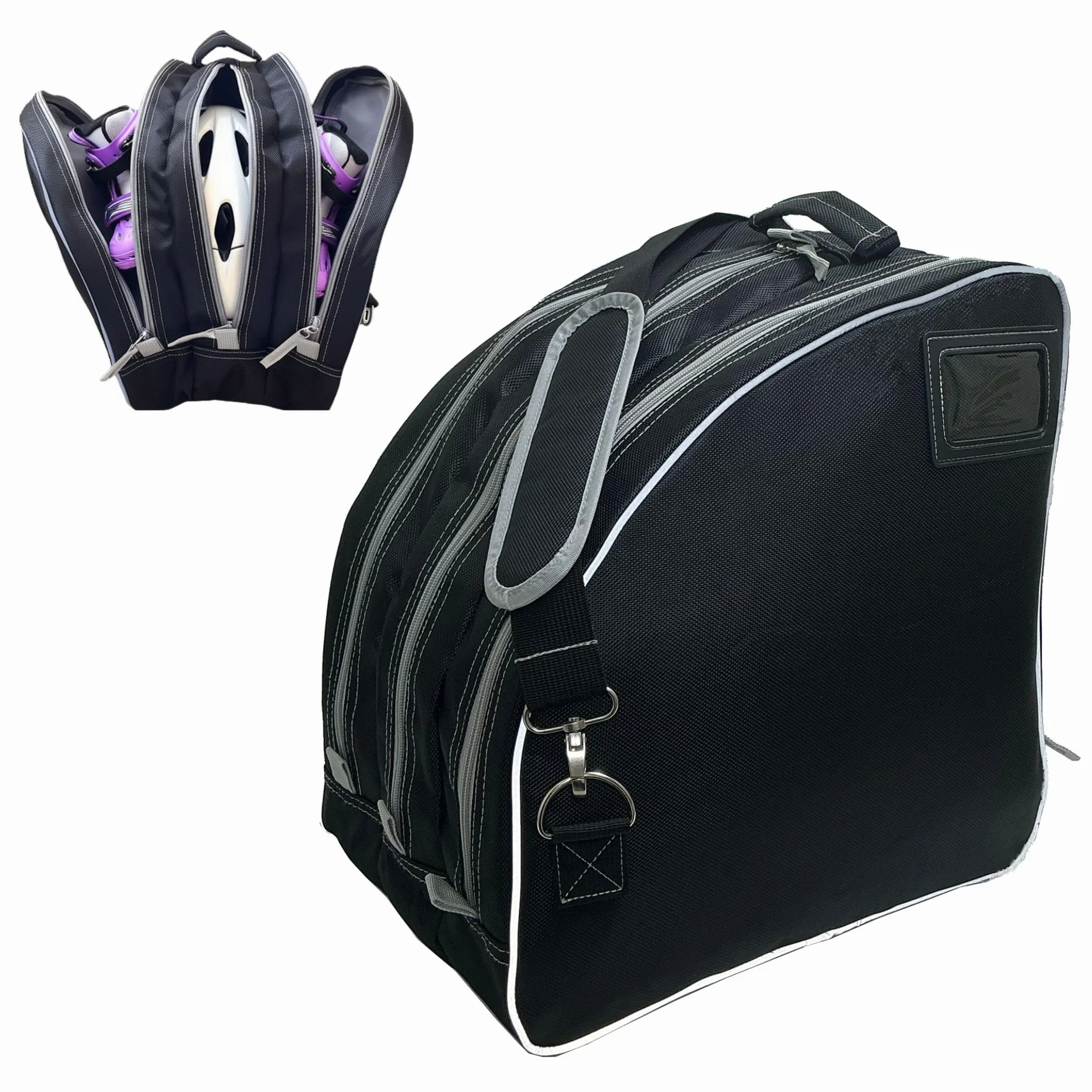 Bolsa para Patines 1680D Pro 3 Compartimentos Ventilación Bordes Reflectantes Compatible Patines en Línea Hielo 36cm