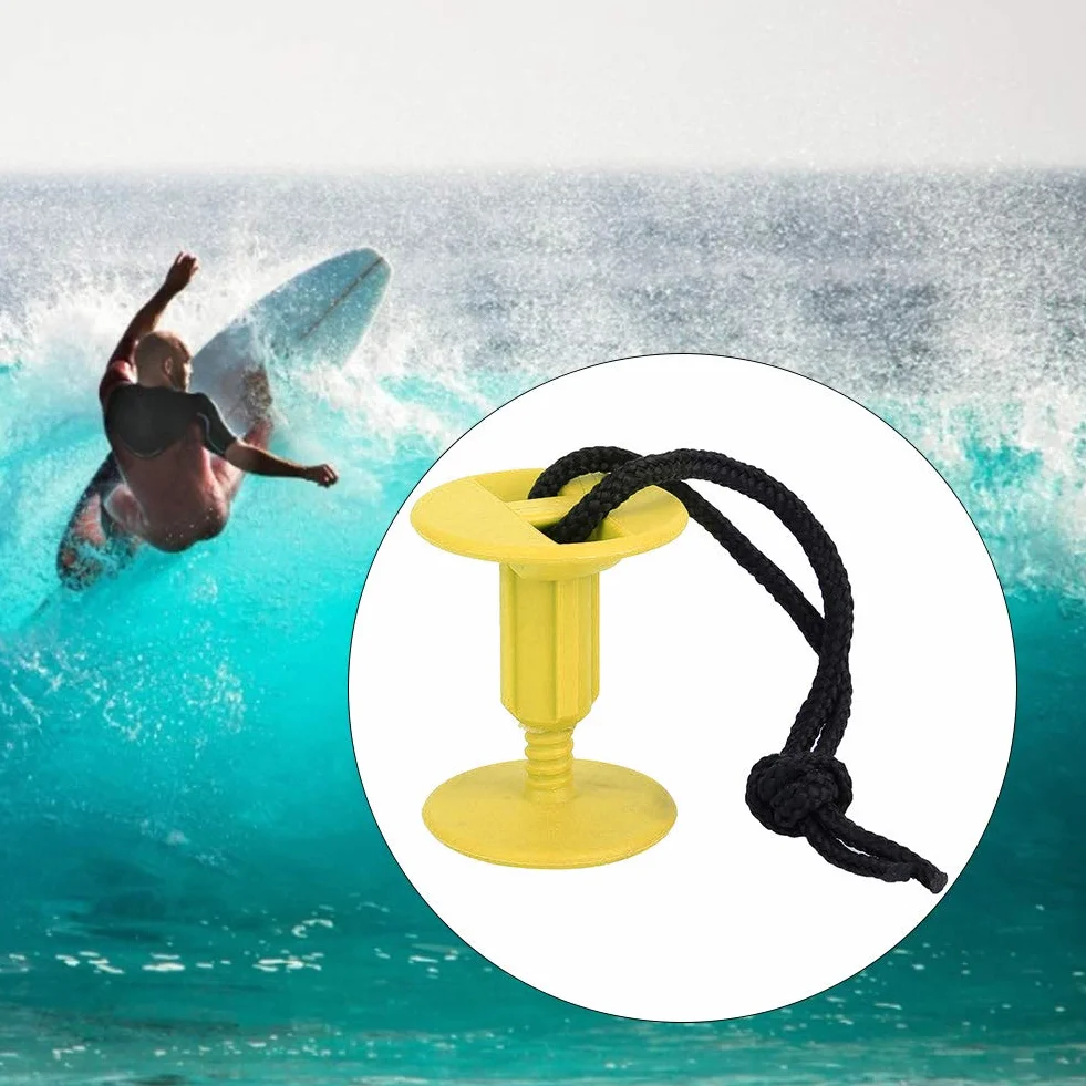 BORDSTRACT 6 Pcs Surfboard Leash Plug, Plastic Surfboard Traction Hand Rope, Replacement Surfboard Deck Plug Water Sports Accessories Yellow