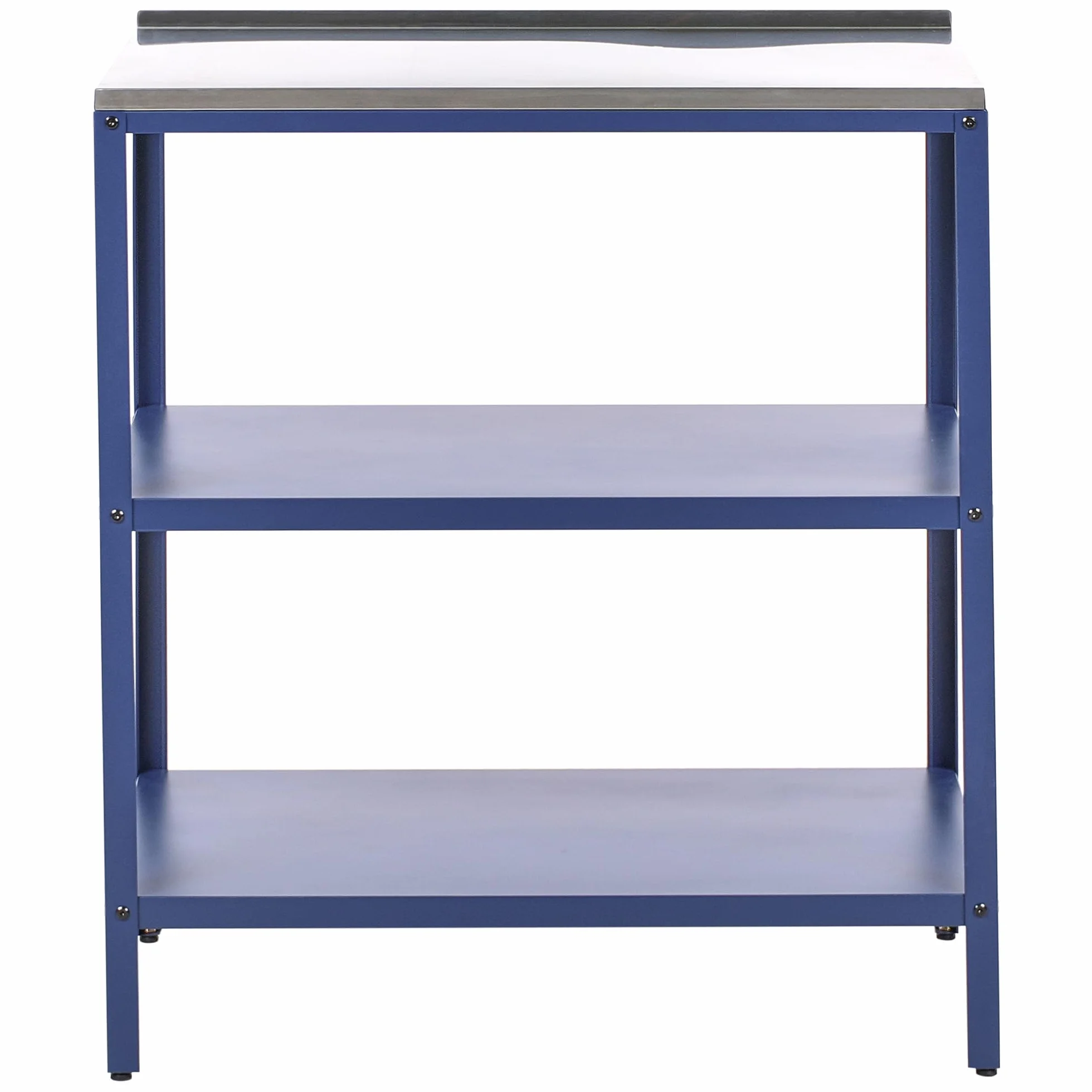Beliani Isla de Cocina de jardín Exterior con estantes y encimera de Acero Inoxidable 80x50x92 cm Azul Vilama