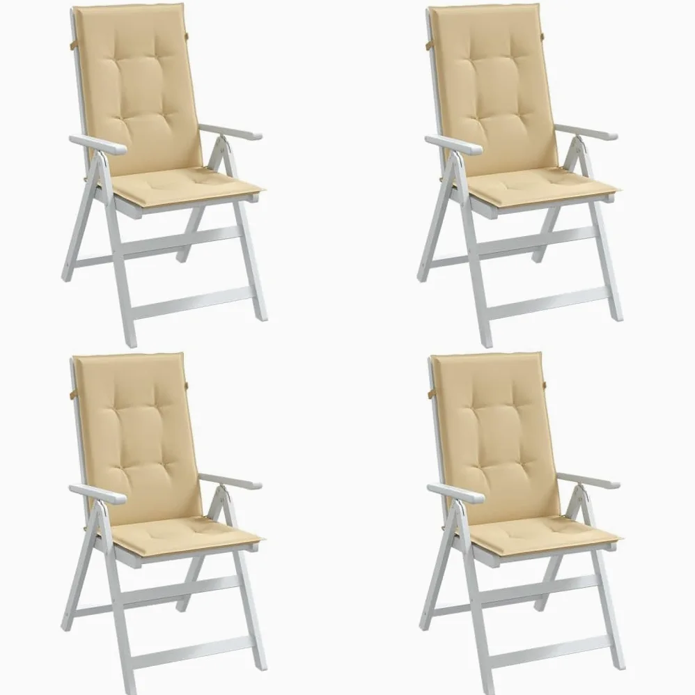 ShGaxin Cojines Silla Respaldo Alto 4 uds Tela Beige Melange 120x50x4cm, Cojines para Butacas De Jardin, Cojines Sillas Cocina, Cojines para Sillas De Terraza, Cojin Silla Exterior - 4002422
