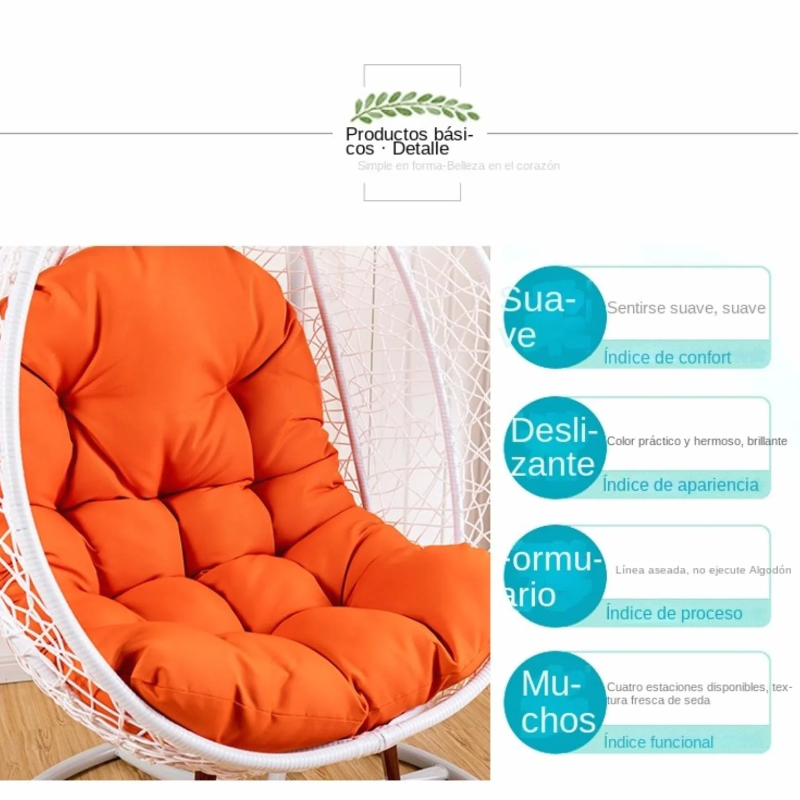 Cojín para silla con forma de huevo, 120 x 80 cm, relleno de PP algodón, cojín para sillón colgante, adecuado para jardines exteriores e interiores