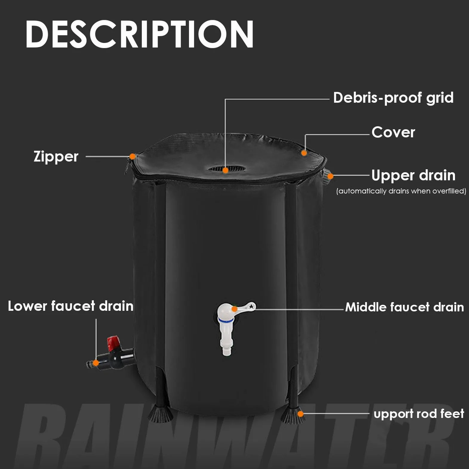 Barril de lluvia – Colector de agua de lluvia de 200 litros | Depósito de | lluvia con kit de rebosadero con grifo filtro | Depósito portátil para el agua de lluvia | Depósito para el agua de lluvia