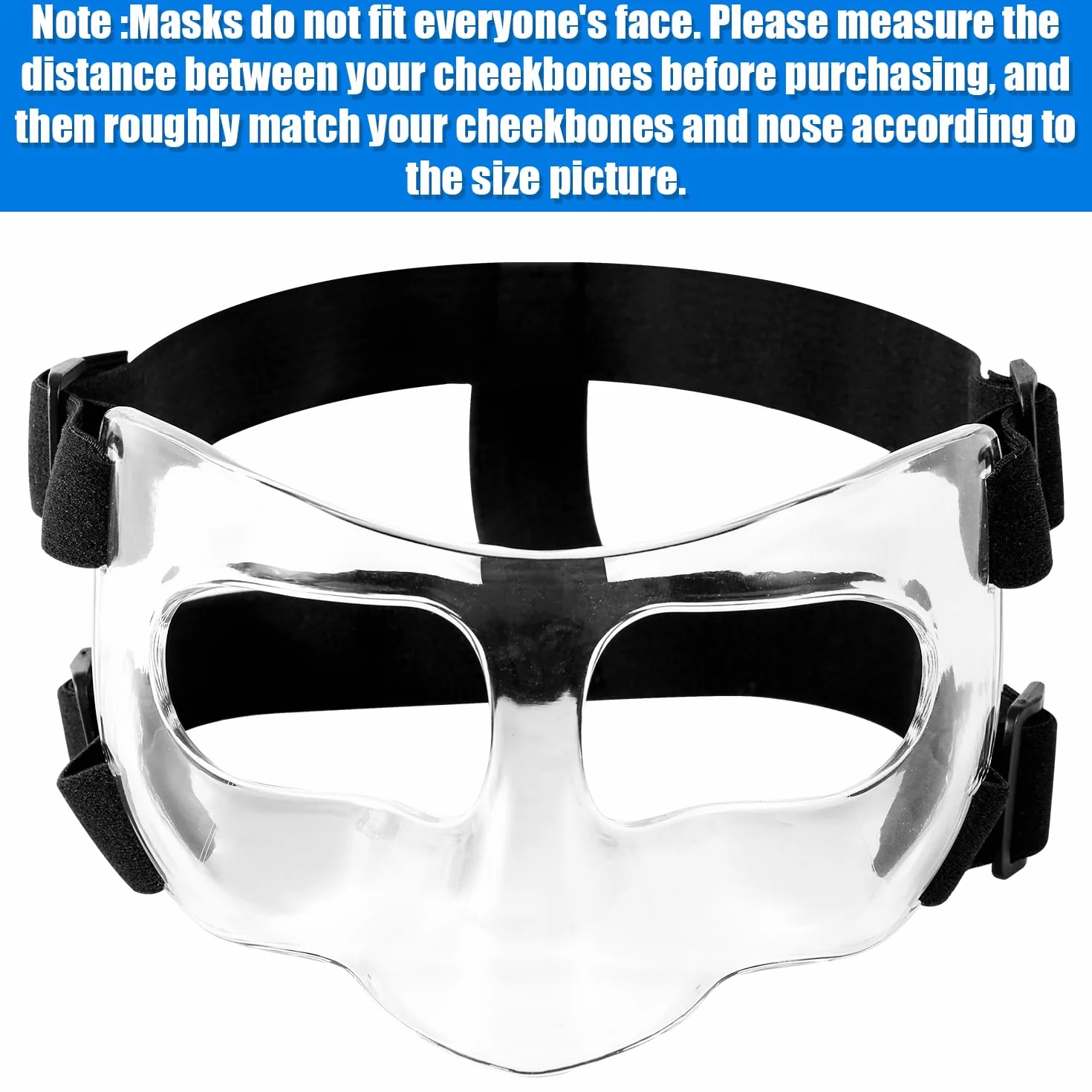 Protector Nasal Ajustable Transpirable Transparente con Acolchado para Deporte Baloncesto Fútbol