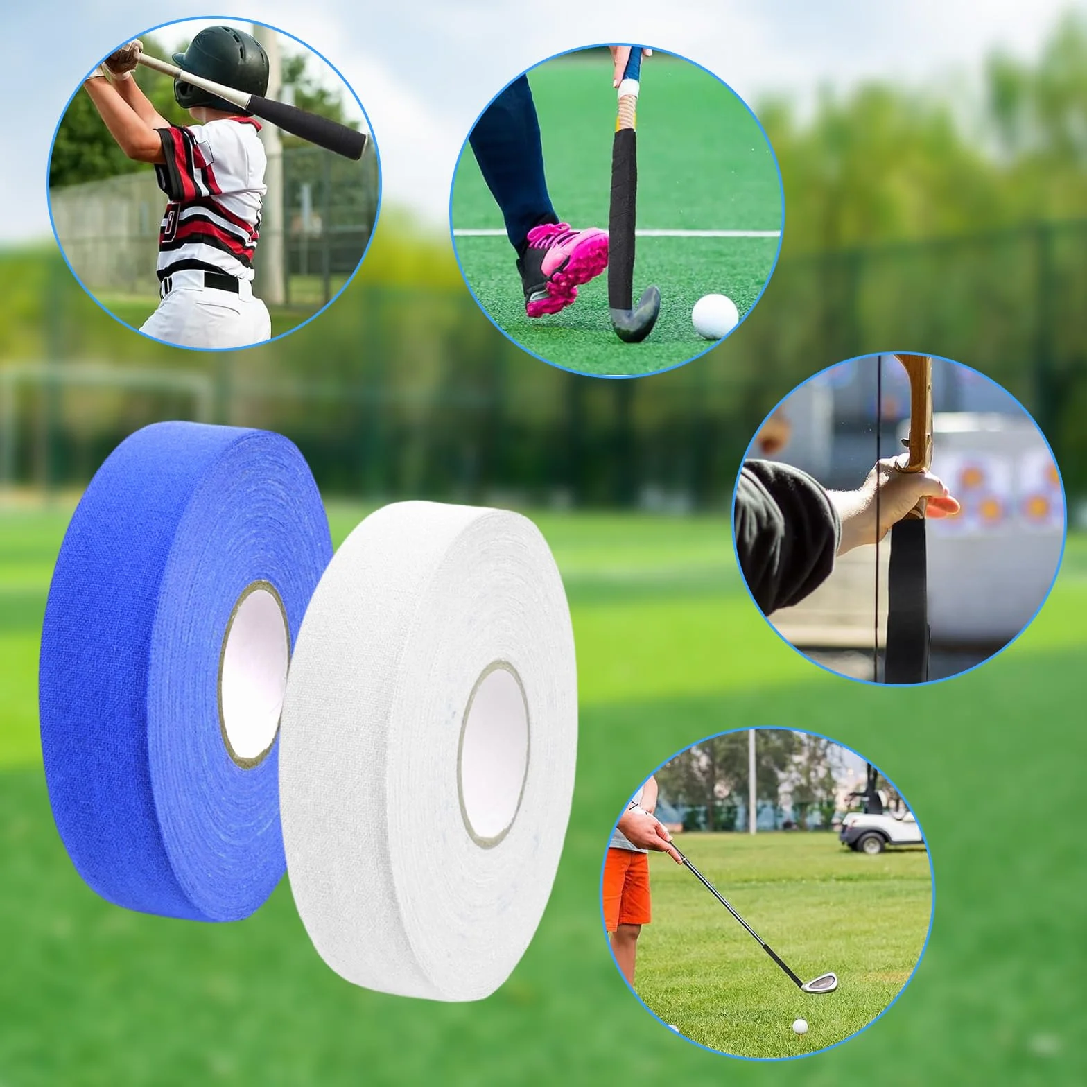 Cinta de Hockey Stick 25m x 25mm Rollo 2 Piezas Blanco Azul