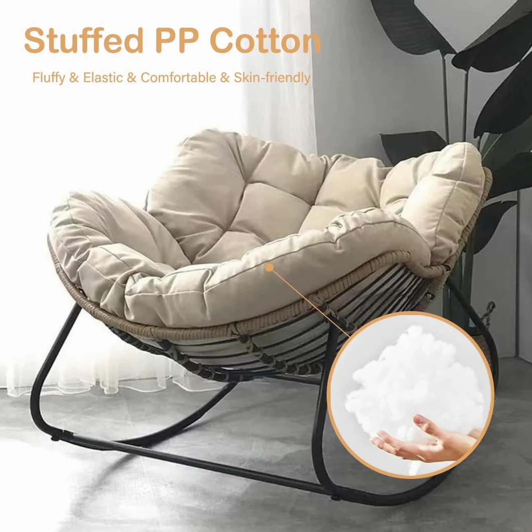 Espesar cojín de Mecedora de Gran tamaño para Adultos Interior/Exterior, Funda reclinable de ratán de algodón Suave, Silla no incluida (Gris Oscuro)