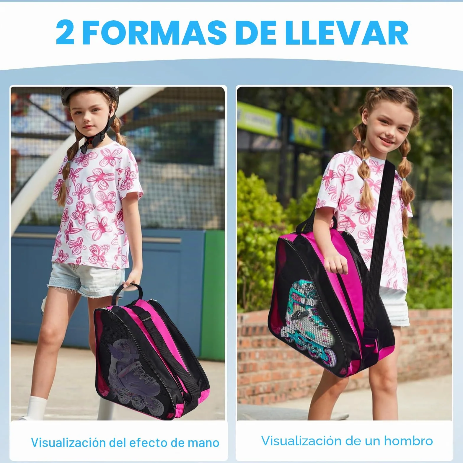 Bolsa para Patines con 3 Compartimentos, Mochila Transporte para Patines en Línea y de 4 Ruedas