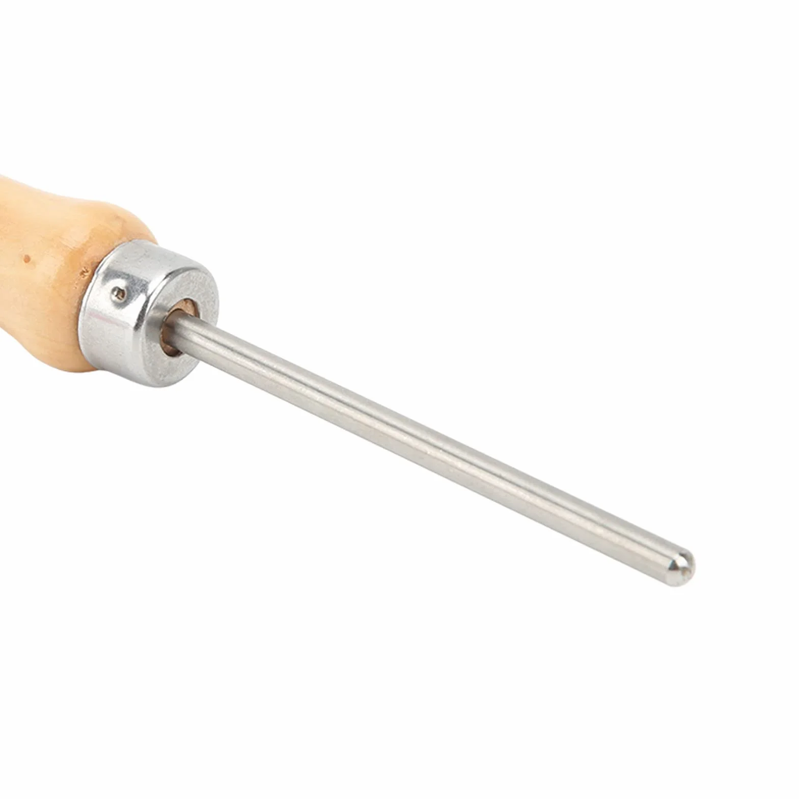 Punzón de cuerda de raqueta de acero inoxidable con mango de madera para reparación de tenis