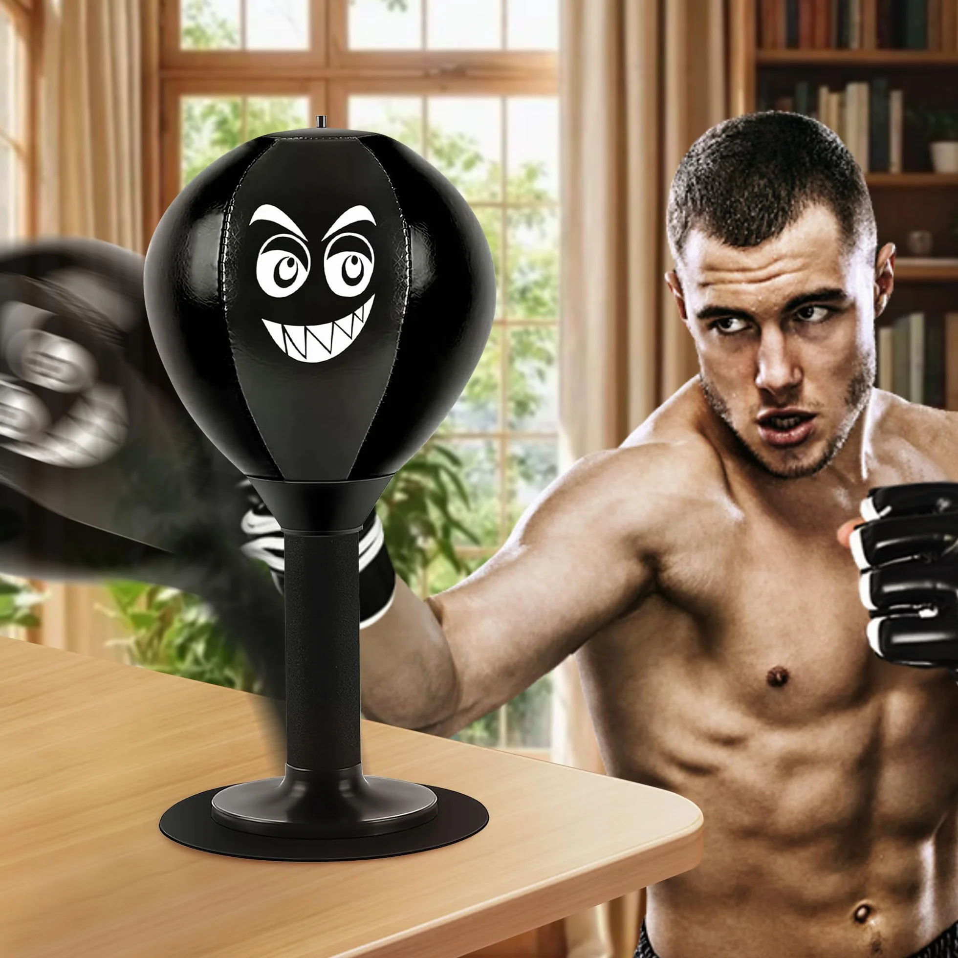 Mesa de punching ball, saco de boxeo de escritorio con ventosa, mini saco de boxeo para aliviar el estrés