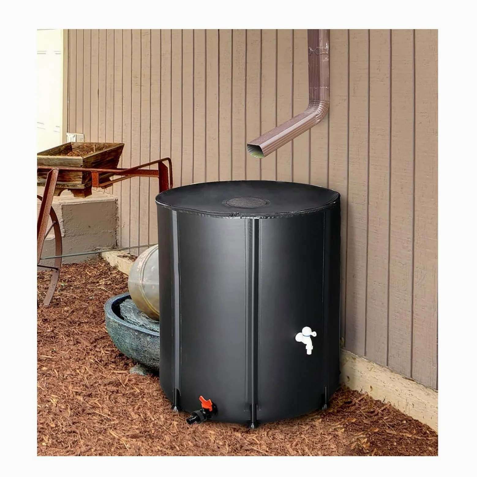 Depósito de recogida de agua de lluvia, Colector De Agua Lluvia for Canalones Multicolor 50L-1350L(Noir,500L)