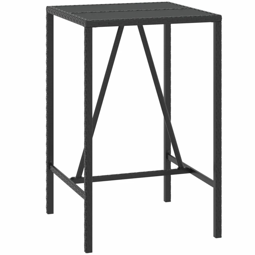 vidaXL Mesa Bar y taburetes jardín 3 pzas Madera Acacia ratán PE Negro, Mesa y taburetes Altos de jardín, Juego de Mesa y taburetes Altos, Muebles de jardín