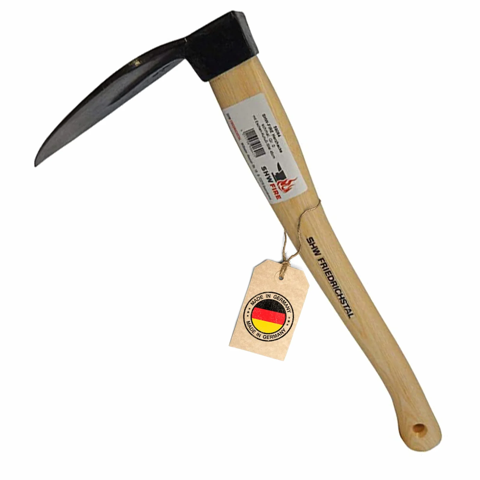 Azada de acero forjado, mango corto de madera de fresno de 45 cm, ideal para jardinería SHW-FIRE