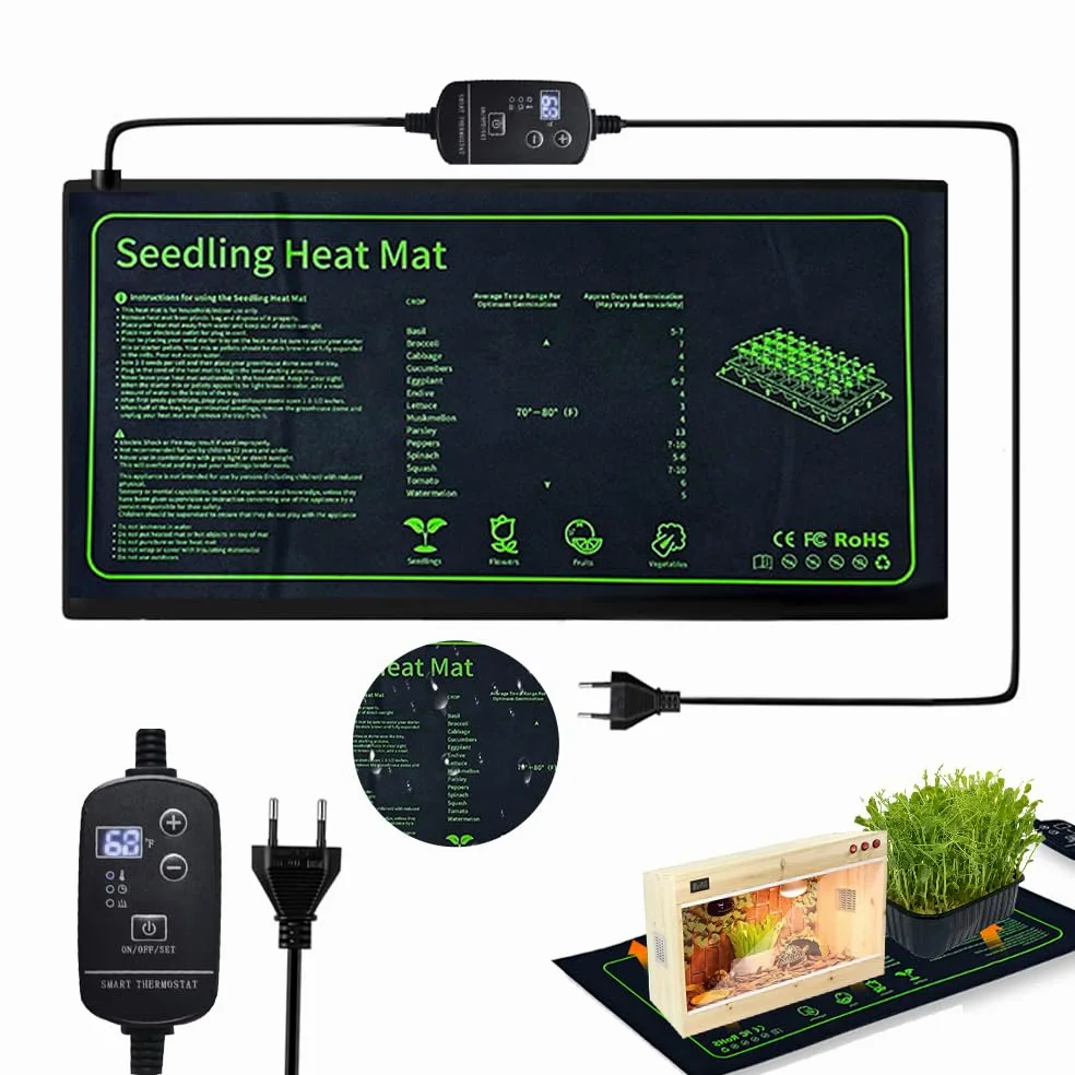 Estera Calefactora Ajustable para Plantas IP68 Impermeable 10x20 Pulgadas 18W