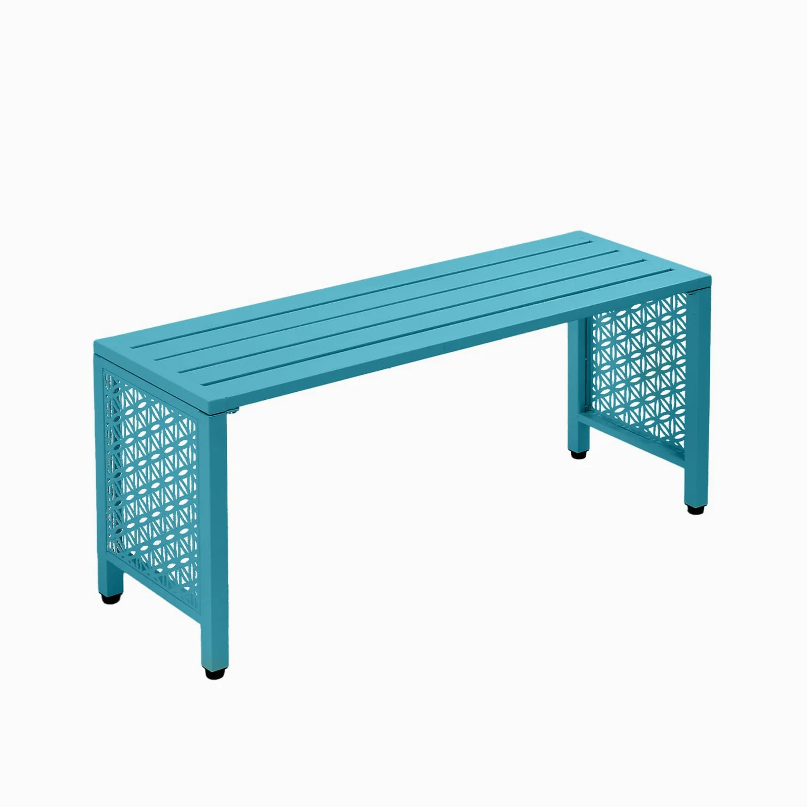 Bonnlo Banco de Jardín Exterior Metálico 2 Plazas 150 kg Diseño Flor Azul