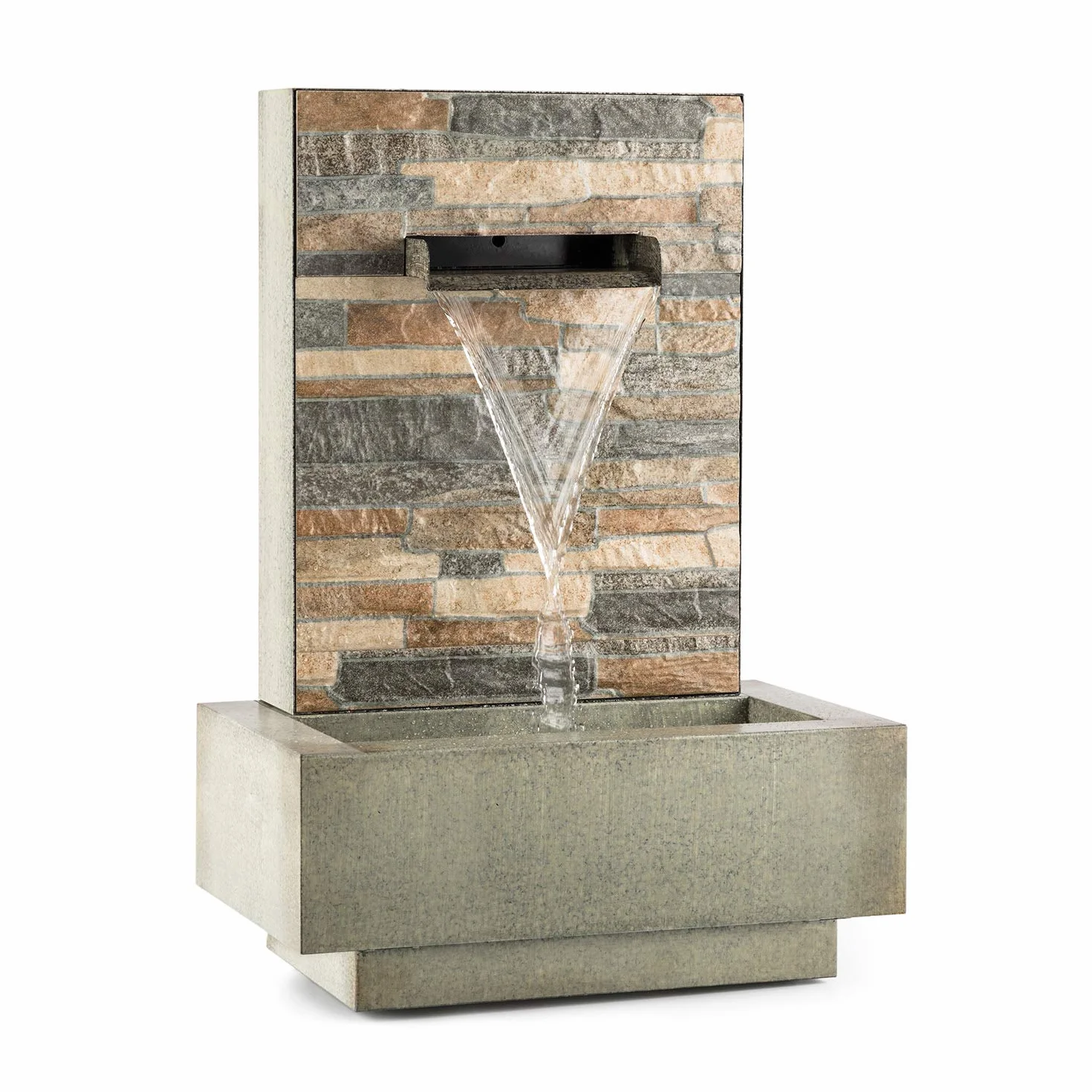 Blumfeldt Watergate - Fuente de Agua Decorativa, Bombea hasta 1000 l/h, Potencia 15 W, Protección IPX8, Uso Exteriores e Interiores, Aspecto Granito, Ladrillo Visto, Gris galvanizado