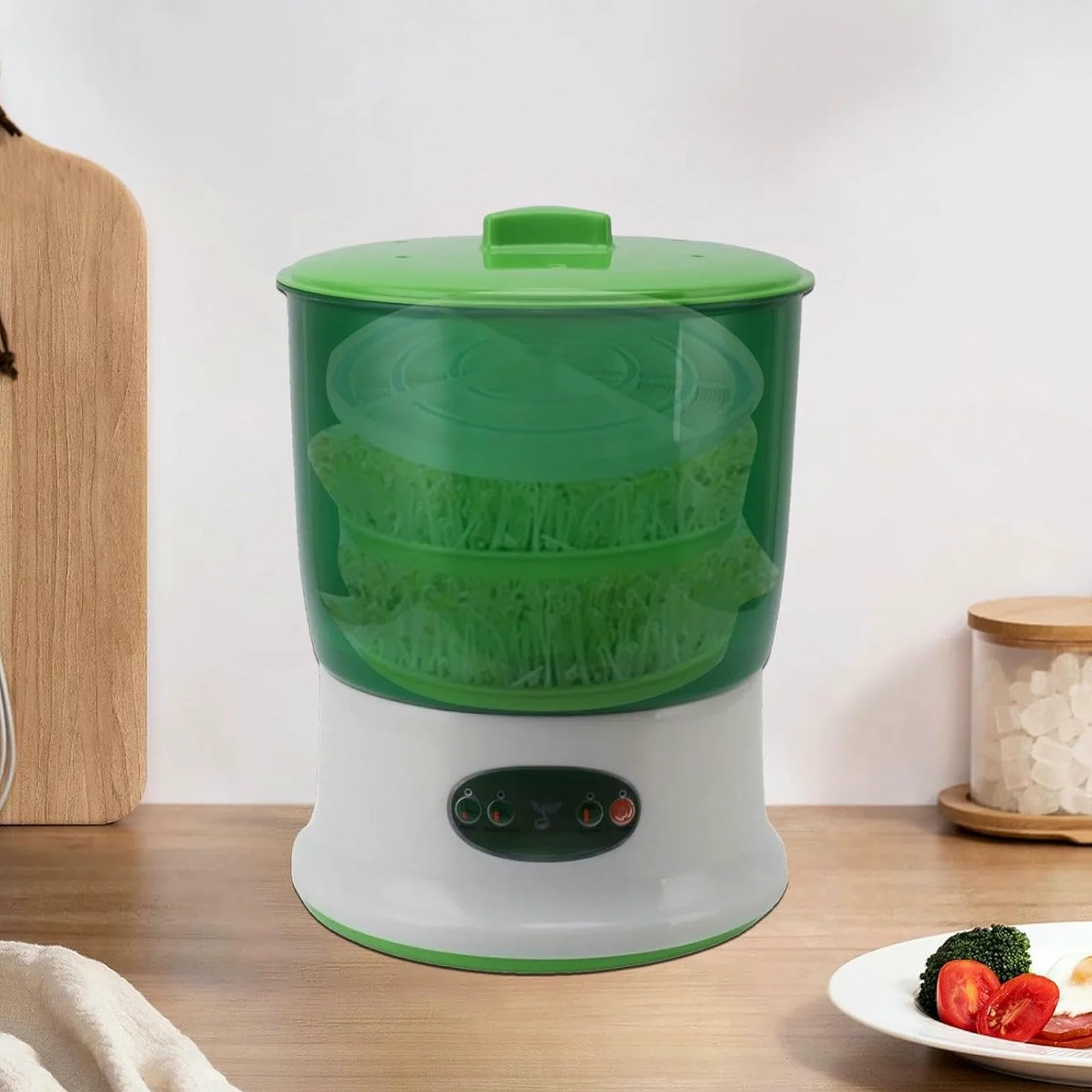 Máquina automática de Cultivo de brotes de Soja | 2 Capas de brotes de Soja | Germinador de Gran Capacidad y Placa de presión para brotes de rábano, Hierba de Trigo y brócoli