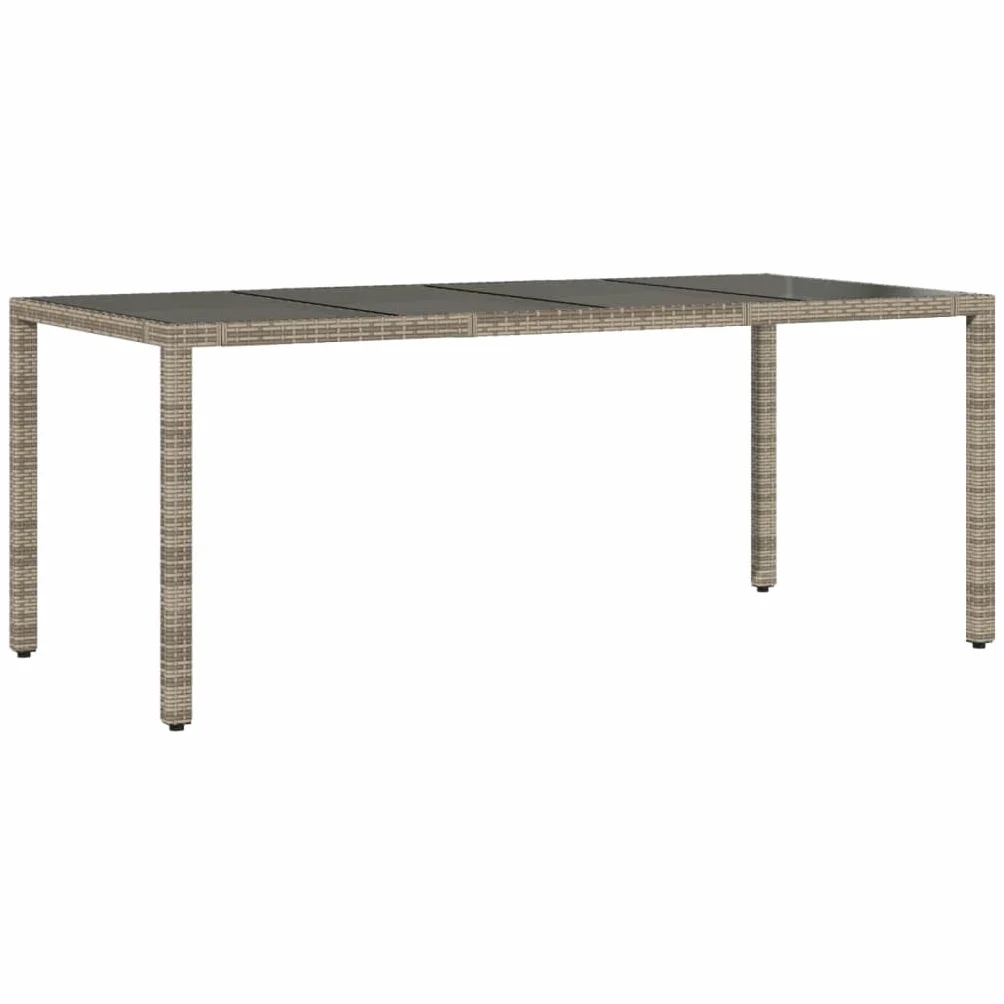 Hothingwell - Juego de mesa de jardín (9 piezas, vidrio templado, color gris | Respaldo ajustable, cojines de goma extraíbles, resina trenzada duradera, fácil mantenimiento