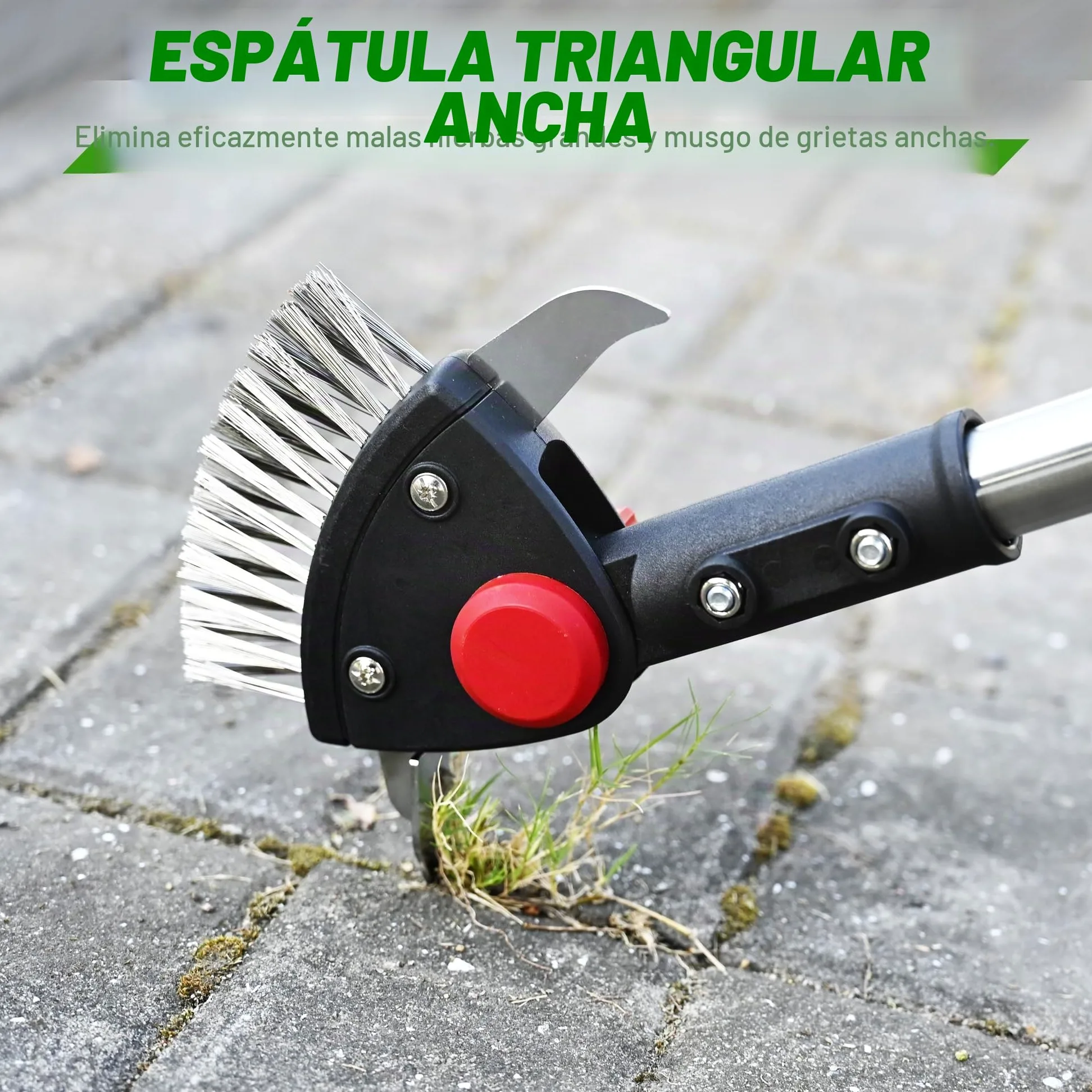 BARAYSTUS Desherbador 3 en 1 ajustable, con cepillo y raspadores, limpia juntas de maleza y musgo